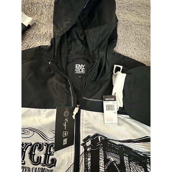 Enyce Jacket Men’s Windbreaker Y2K Zip Up White Black Skater Bridge 4X New - Picture 8 of 14